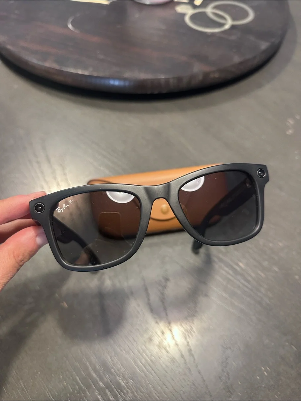 Ray-Ban Black Matte Sunglasses with Brown Case NEW!! never linked to a phone